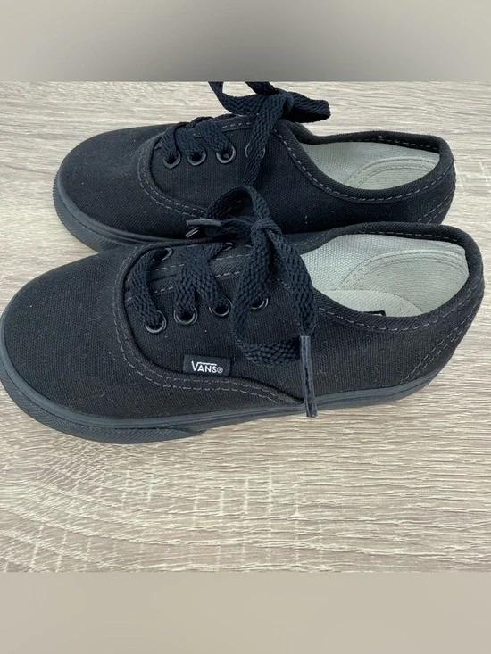 Vans Authentic Toddler Size 7.5 Shoes Black Canvas Low Top Sneakers Unisex Boys - Picture 9 of 10